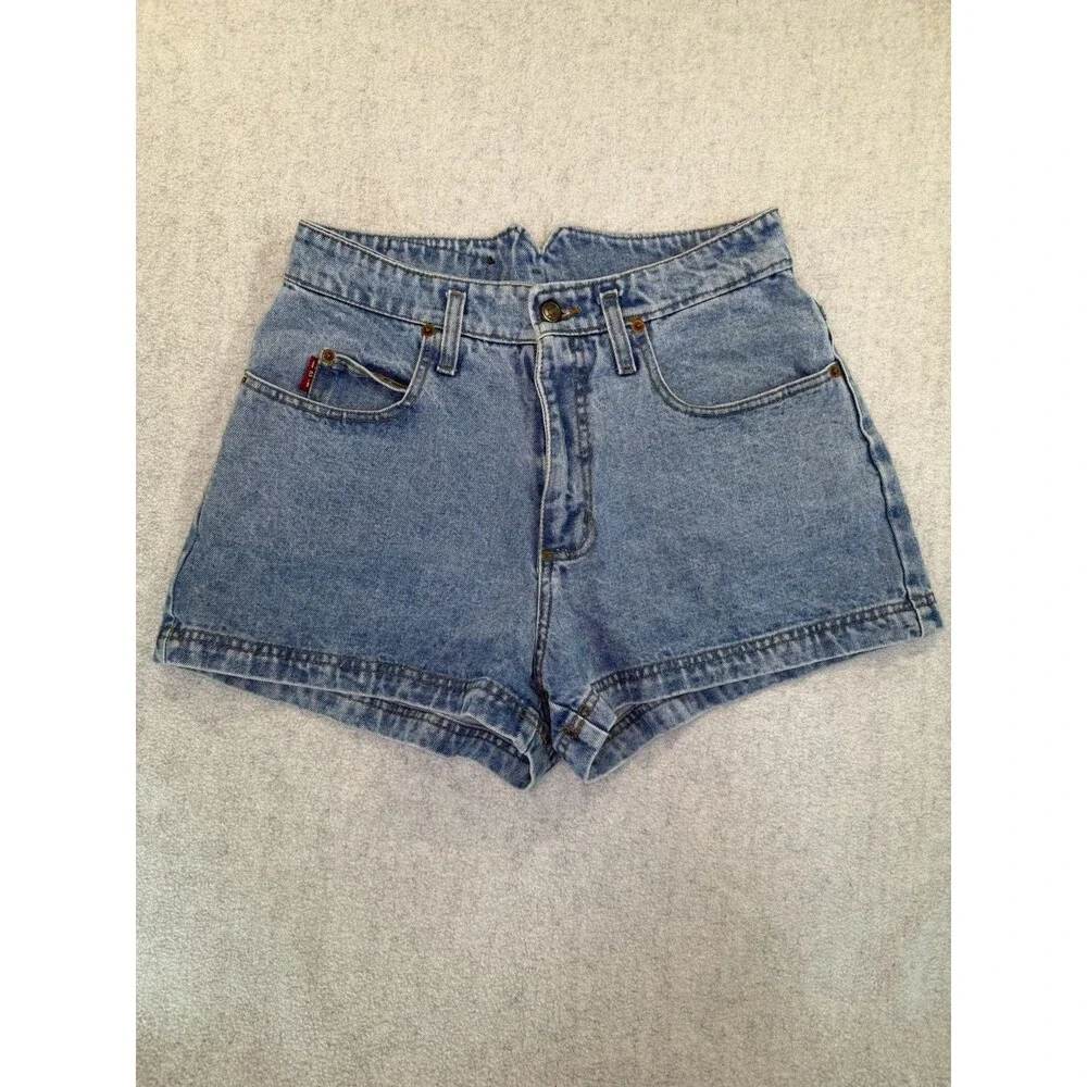 Vtg lei Shorts Women sz 13 Denim Y2K Cotton 5-Pocket Zip Flat Front